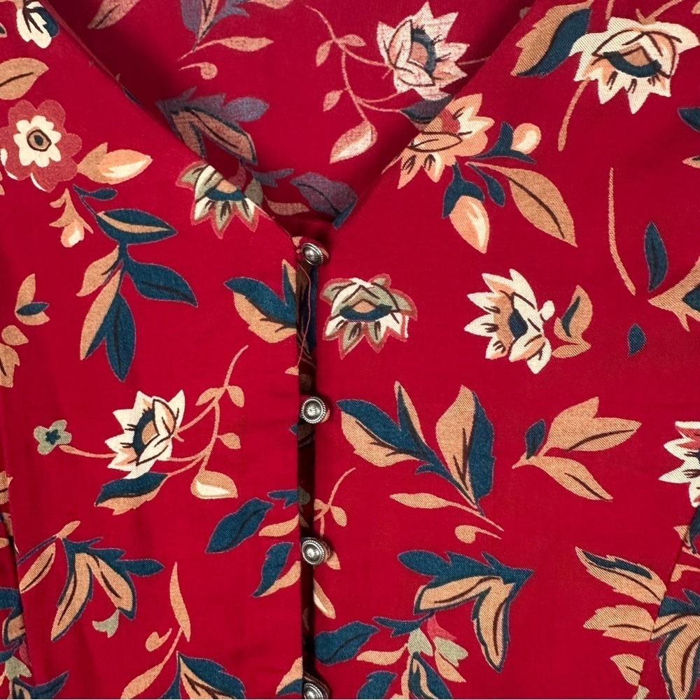 Entro Soft Red Floral Bell Sleeves Dress Large - Picture 3 of 7